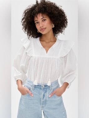 NWT Cleobella Lina Blouse Ivory White Small